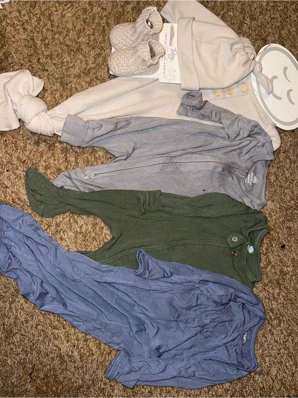Baby Ribbed Pajama Set - Green, Blue, Gray, Cream